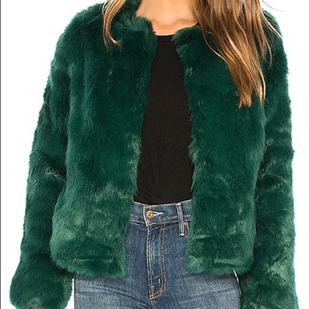 Lovers + Friends NYC Faux Fur Jacket - Color Jade - Picture 4 of 5
